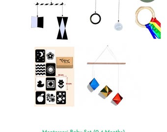 Montessori Baby Mobile Set 0-4 months baby, Newborn Visual Stimulation, Newborn Baby gift, Baby shower gift,