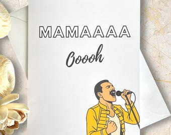 Funny Mother’s Day Card | “Mamaaa Oooh” Freddie Mercury Singing Card | Queen Inspired | Card for Mom | Blank Inside