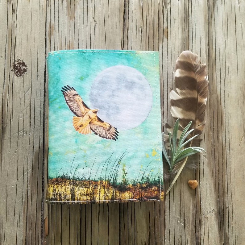 hawk spirit lunar night full moon handmade dream gratitude journal image 5