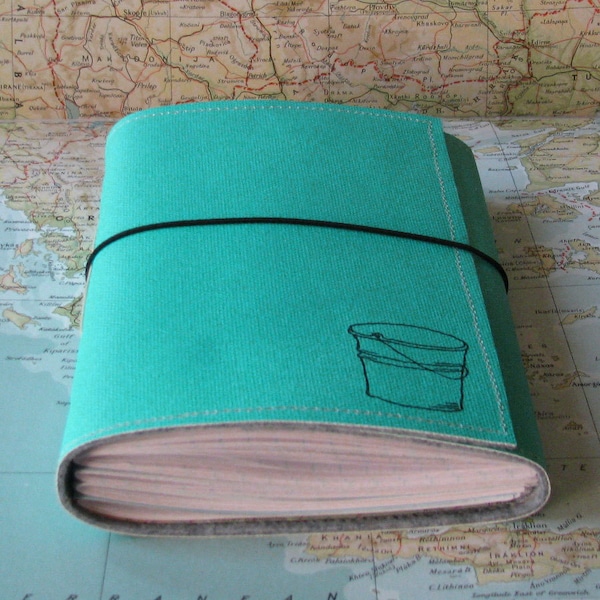 bucket list journal with maps as a travel journal