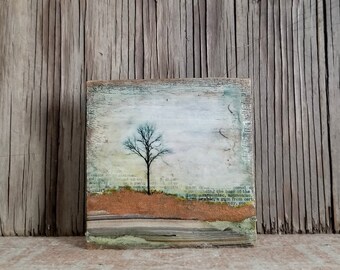 tree of strength wood art tile