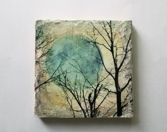 twilight mixed media moon art