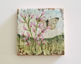 hope butterfly floral mixed media art