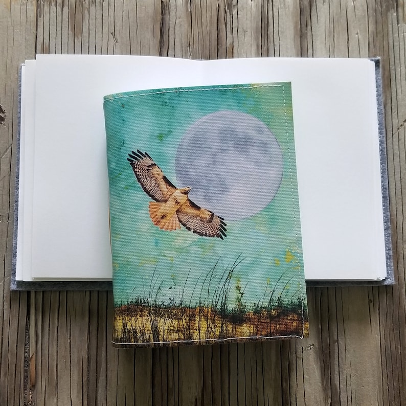 hawk spirit lunar night full moon handmade dream gratitude journal image 2