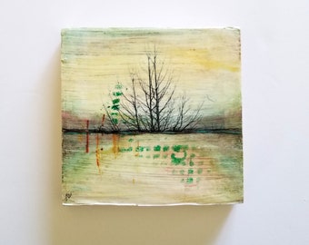 far away - mixed media tree art