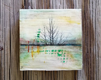 far away - mixed media tree art