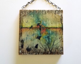 pieces abstract landscape tree mixed media art - tremundo