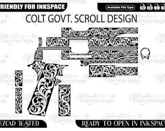 Colt Govt. Model Scroll Design (laser cut vector - svg, png, ai, dxf)