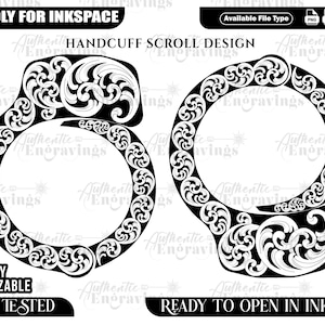 Handcuff Scroll Design SVG, Laser Cut File (Digital Download)