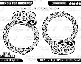 Handcuff Scroll Design SVG, Laser Cut File (Digital Download)