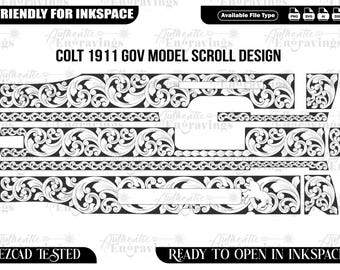Colt 1911 Scroll Design, Laser Engraving Vector (Digital Download)