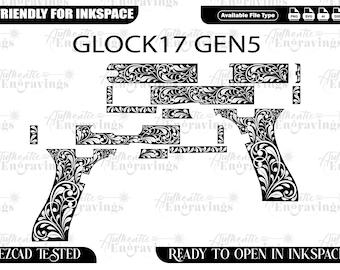 Glock 17 Gen5 Scroll Design, Laser Cut Vector (svg, png, dxf, ai)