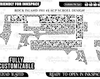 Rock Island 45 ACP Scroll Design (laser cut file - svg, png, dxf)