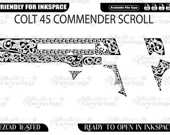 Colt 45 Commander Scroll Design, Laser Cut Vector (svg, png, ai, dxf)
