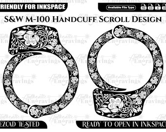 S&W M100 Handcuff Scroll Design SVG, Laser Cut File