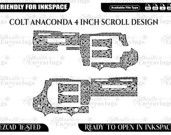 Colt Anaconda 4 inch Scroll Design, Laser Cut File (SVG, PNG, DXF)
