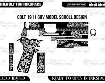 Colt 1911 Scroll Design SVG, Laser Cut File (Digital Download)