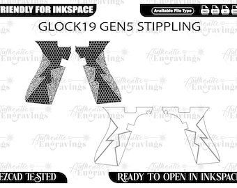 Glock 19 Gen5 Stippling Design, Laser Cut File (svg, png, dxf, ai)