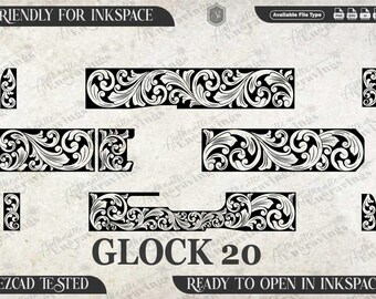 Glock 19 Gen5 Scroll Design, Laser Cut File (SVG, PNG, DXF)