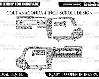 Colt Anaconda 4 inch Scroll Design, Laser Cut File (SVG, PNG, DXF)