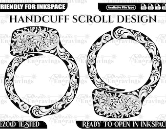 Handcuff Scroll Design SVG, Laser Cut File (Digital Download)