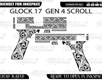 Glock 17 Gen4 Scroll Laser Design (SVG, PNG, DXF)