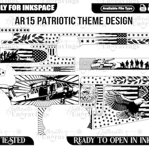 AR15 Patriotic Theme Laser Design, SVG, DXF, AI (Digital Download)