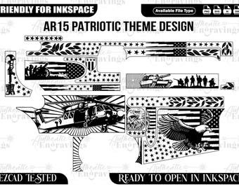 AR15 Patriotic Theme Laser Design, SVG, DXF, AI (Digital Download)