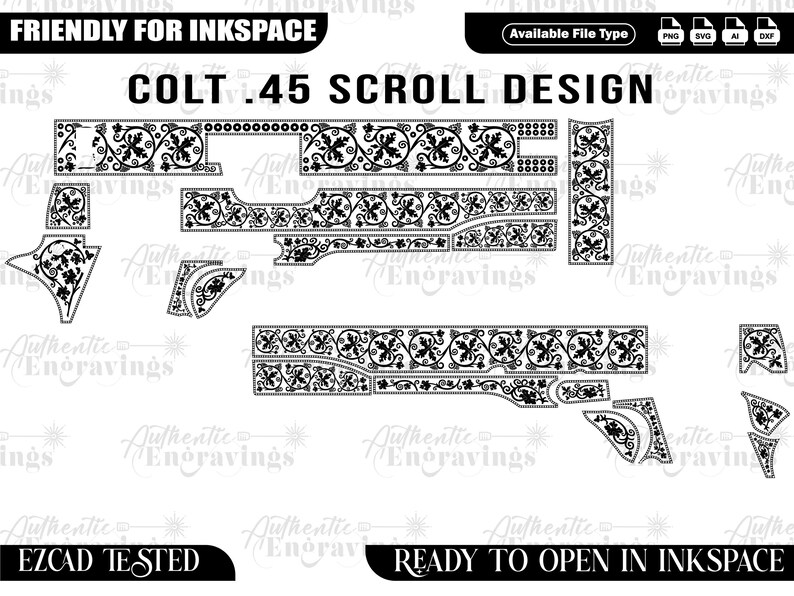 Colt .45 Scroll Design SVG, Laser Cut Files (digital Download) - Etsy