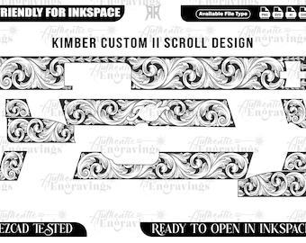Kimber Custom II Scroll Design SVG, Laser Engraving Vector (Digital Download)