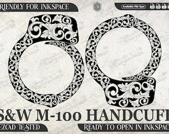 S&W M100 Handcuff Scroll Design SVG, Laser Cut File