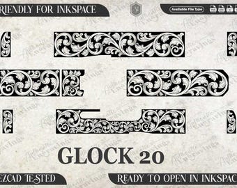 Glock 19 Gen5 Scroll Design, Laser Cut File (svg, ai, png, dxf)