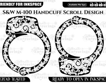 S&W M100 Handcuff Scroll Design SVG, Laser Cut File