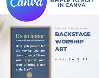 Letrero de honor del equipo de adoración: Arte entre bastidores de una iglesia cristiana (plantilla de Canva)