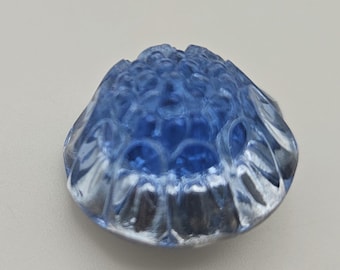 Vintage Buttons 1 beautiful blue pressed glass flower, reverse painted metal shank 7/8" 22mm, metal shank(mar 702 26)