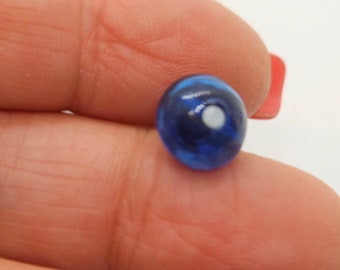 Vintage Buttons 1 small swirl back charm string, cobalt with white dot glass 3/8" 9.5m, metal shank(dec 299 23)