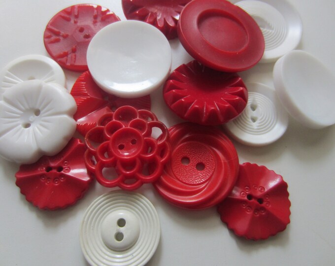 Vintage Buttons Cottage Chic Mix of Red and White Old and - Etsy