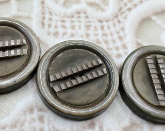 Vintage Buttons - lot of 3 large matching sage coat buttons, NOS 1 1/4" 32 mm(oct 343 21)