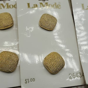 Botões Vintage - 3 cartões, lote correspondente de 6 malhas douradas tamanho médio, 5/8" 16 mm La Mode, design (nov 114 21)
