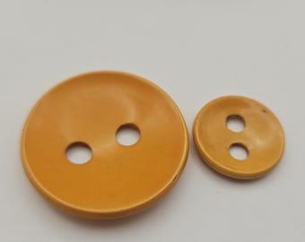 Vintage Buttons- 2  large and medium novelty 2 hole 40's Retro,  butterscotch Bakelite  1 3/8" 35mm, 7/8" 22mm (mar 826 26)