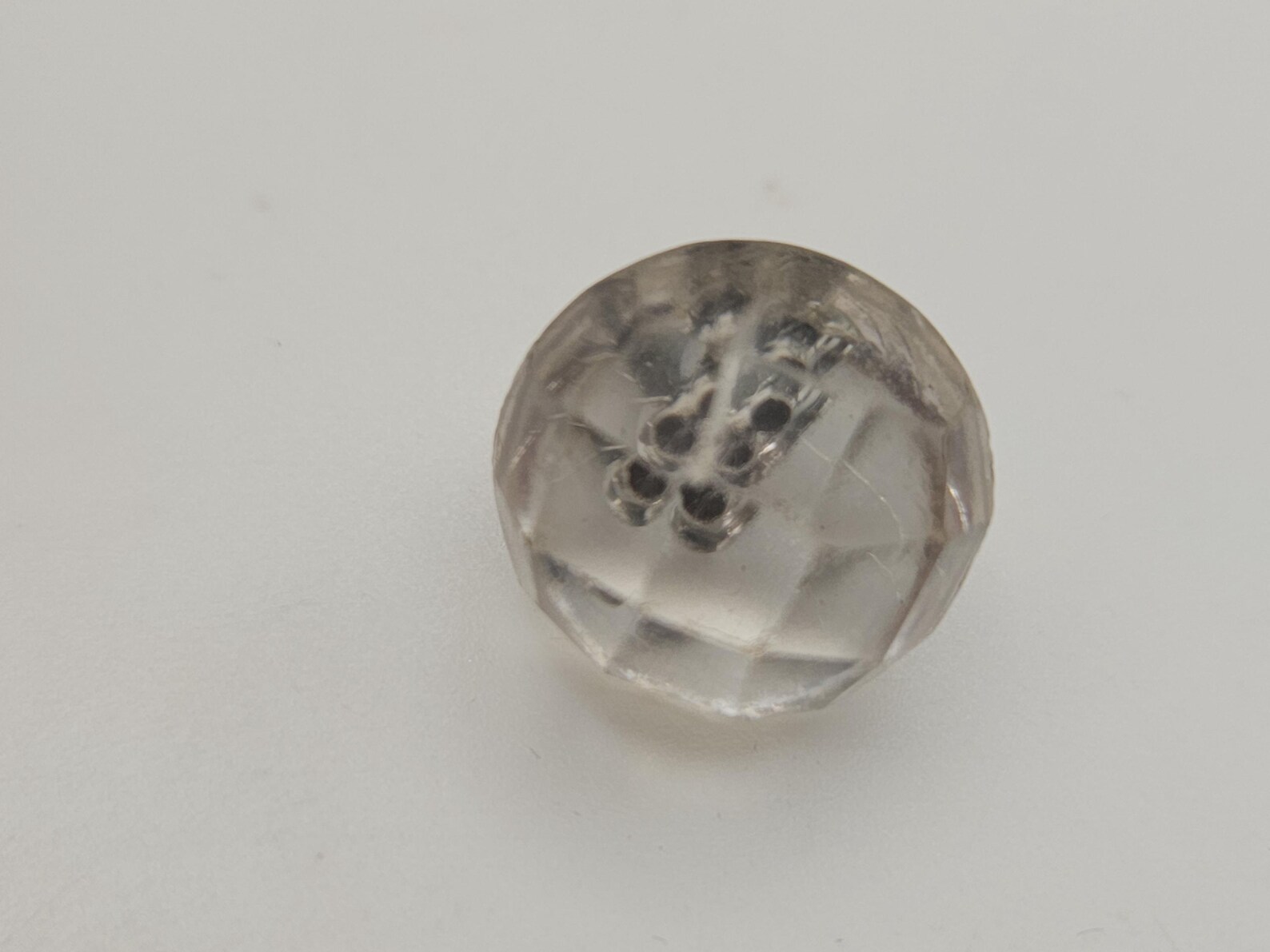 Vintage Buttons Charm String, Clear Glass Faceted Rounded Design, Metal ...