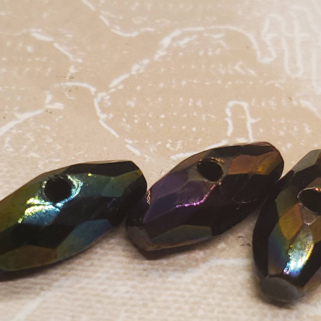 Vintage Buttons - Lot of 3 Medium Jet Black Glass, Toggles Matching ...