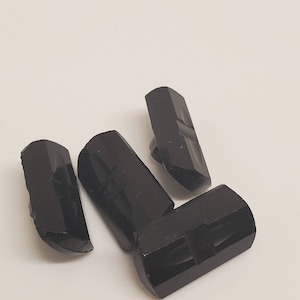 Vintage Buttons - lot of  4 matching toggle designs jet black glass Victorian, 3/4 inch, shanks(aug 248 22)