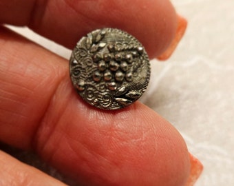 Vintage Buttons Lot of 1 Small Size Jet Black Silver Luster Vintage Buttons Lot of 1 Small Size Jet Black Silver Luster