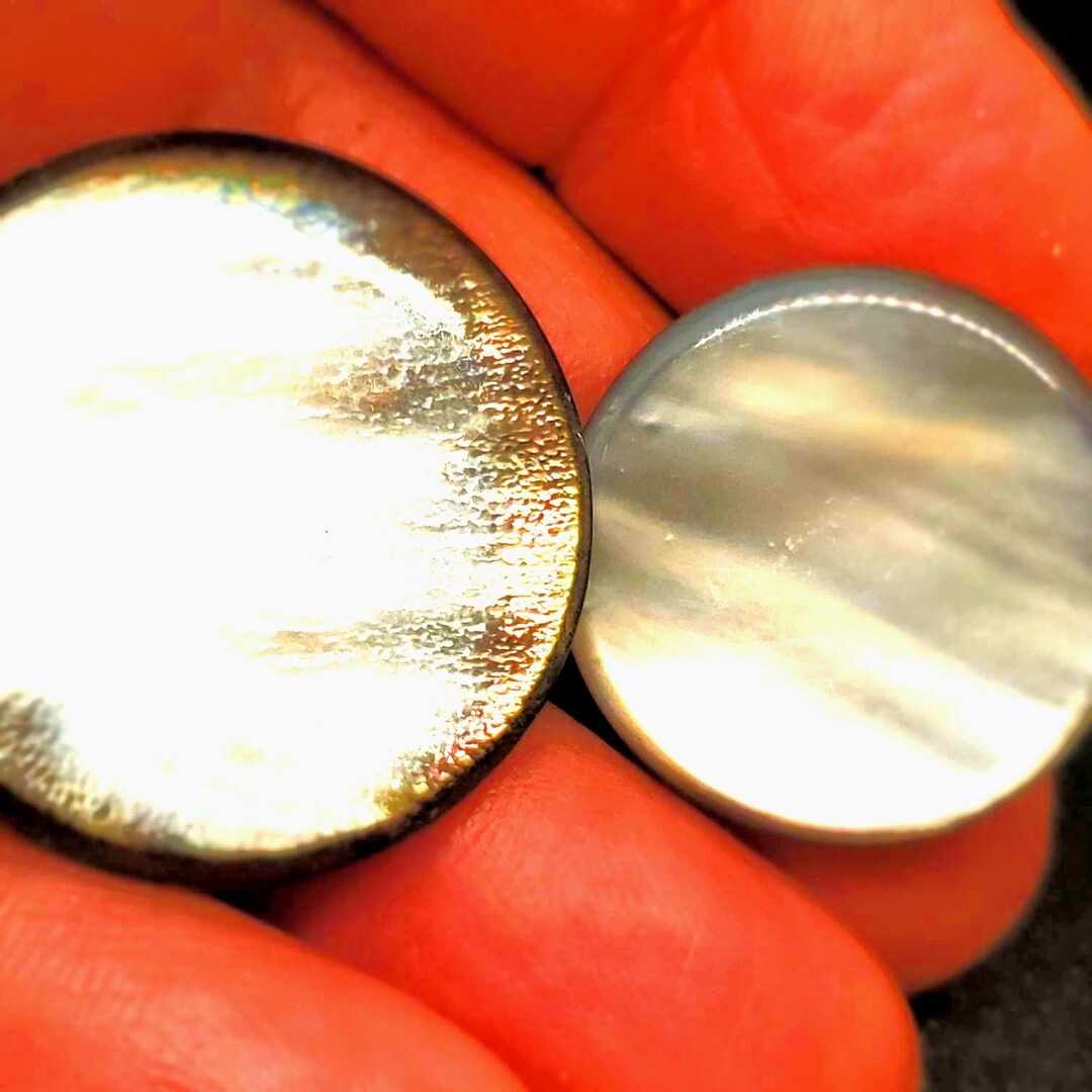 Vintage Buttons - 2 Mother of Pearl, Large and Medium Disk Design ...