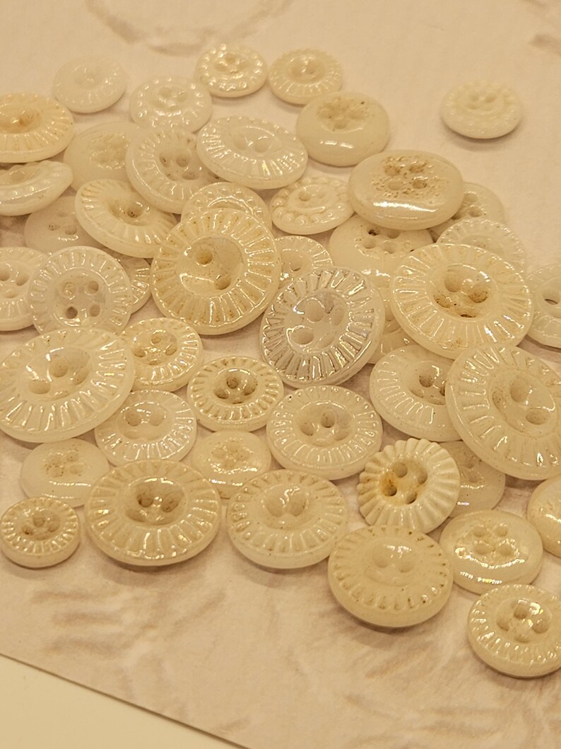 Vintage Buttons - 58 Assorted White Cottage Chic Calico China Buttons ...