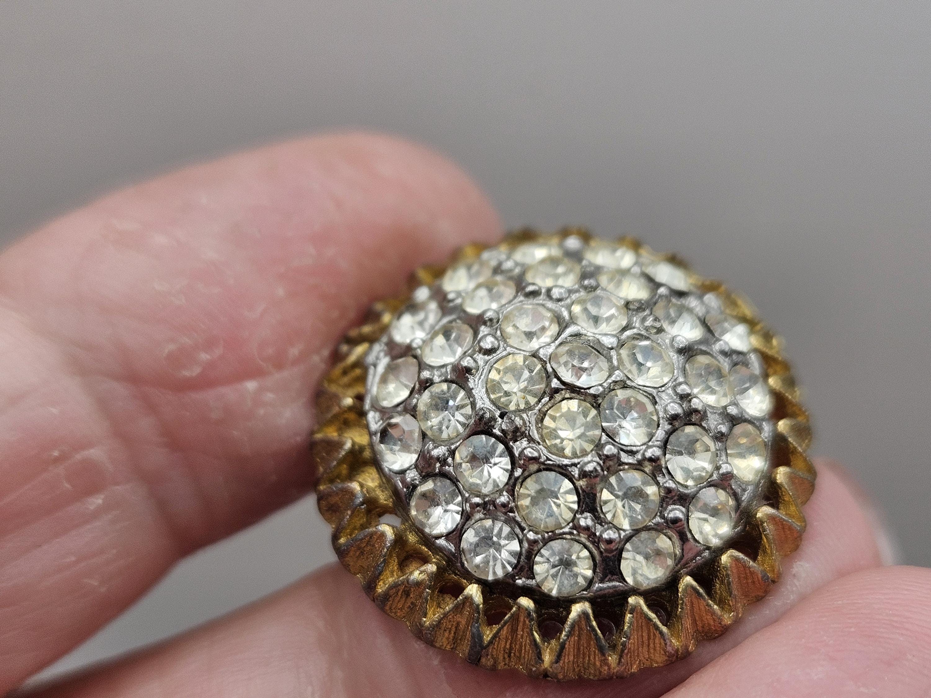 Vintage Rhinestone Button - 1, 7/8