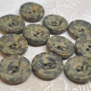 Vintage Button, Buttons 12 medium matching 11/16 &quot; 17.5mm grey with gold flecks vegetable ivory novelty(feb 472 23)