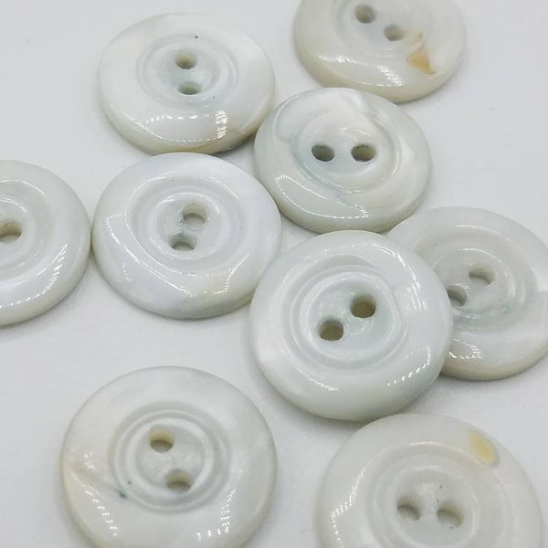 Vintage Buttons - lot of pale blue dyed mother of pearl, 9 small matching novelty ( feb 32 20)