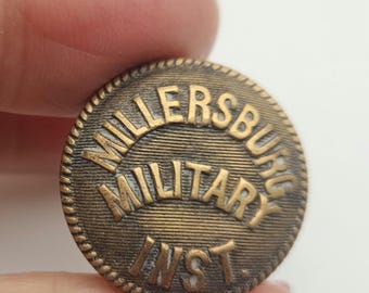 Vintage Millersburg  Military Inst. blazer brass button: 7/8" , 22mm, shank(mar 859 26)